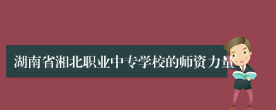 湖南省湘北职业中专学校的师资力量