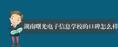 湖南曙光电子信息学校的口碑怎么样