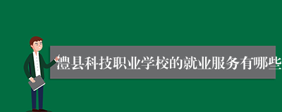 澧县科技职业学校的就业服务有哪些