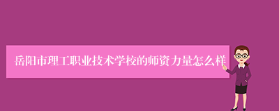 岳阳市理工职业技术学校的师资力量怎么样
