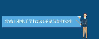 常德工业电子学校2025圣诞节如何安排