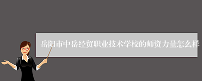岳阳市中岳经贸职业技术学校的师资力量怎么样