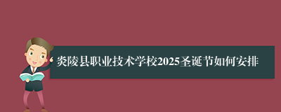 炎陵县职业技术学校2025圣诞节如何安排