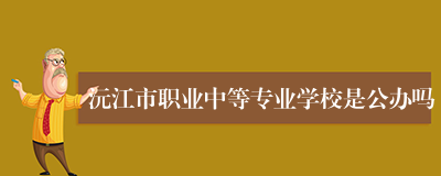 沅江市职业中等专业学校是公办吗