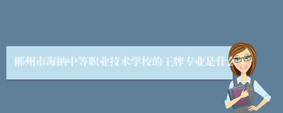 郴州市海纳中等职业技术学校的王牌专业是什么