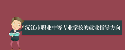 沅江市职业中等专业学校的就业指导方向