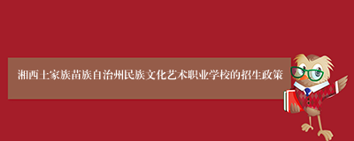 湘西土家族苗族自治州民族文化艺术职业学校的招生政策