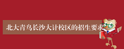 北大青鸟长沙大计校区的招生要求