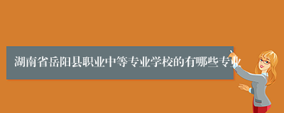 湖南省岳阳县职业中等专业学校的有哪些专业