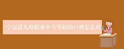 宁远县九峰职业中专学校的口碑怎么样