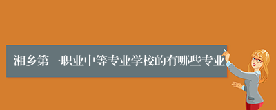 湘乡第一职业中等专业学校的有哪些专业