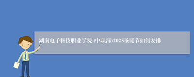 湖南电子科技职业学院 (中职部)2025圣诞节如何安排