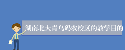 湖南北大青鸟码农校区的教学目的