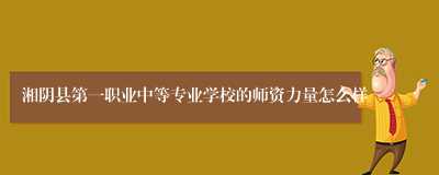 湘阴县第一职业中等专业学校的师资力量怎么样