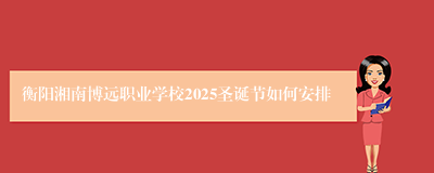 衡阳湘南博远职业学校2025圣诞节如何安排