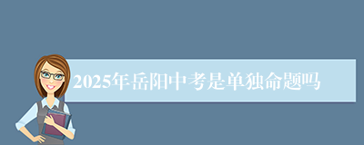 2025年岳阳中考是单独命题吗