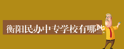 衡阳民办中专学校有哪些