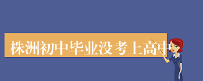 株洲初中毕业没考上高中