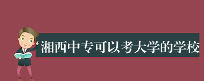 湘西中专可以考大学的学校