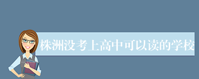 株洲没考上高中可以读的学校