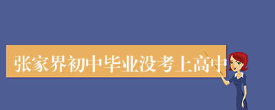 张家界初中毕业没考上高中