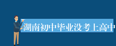 湖南初中毕业没考上高中