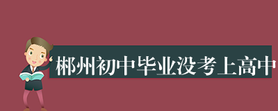 郴州初中毕业没考上高中