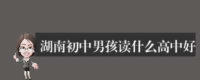 湖南初中男孩读什么高中好