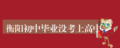 衡阳初中毕业没考上高中