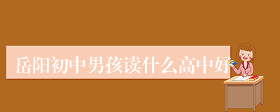 岳阳初中男孩读什么高中好